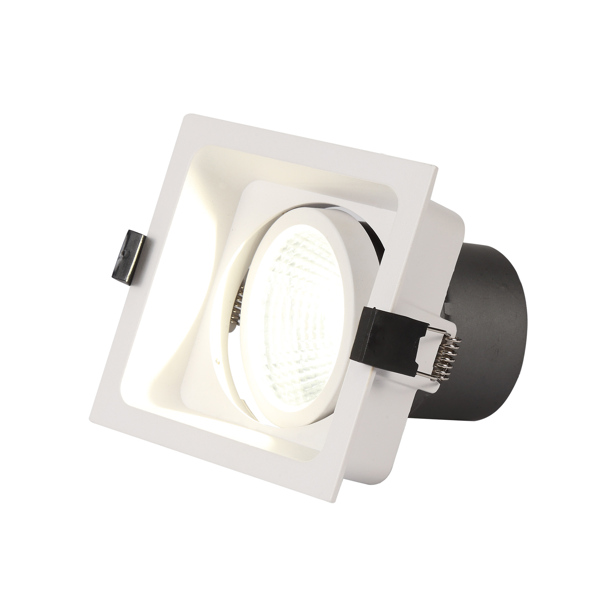 DM201393  Bodar SQ A 20, 20W Adj. LED Deep Square recessed Downlight Matt White 1480lm 10° 2700K IP20